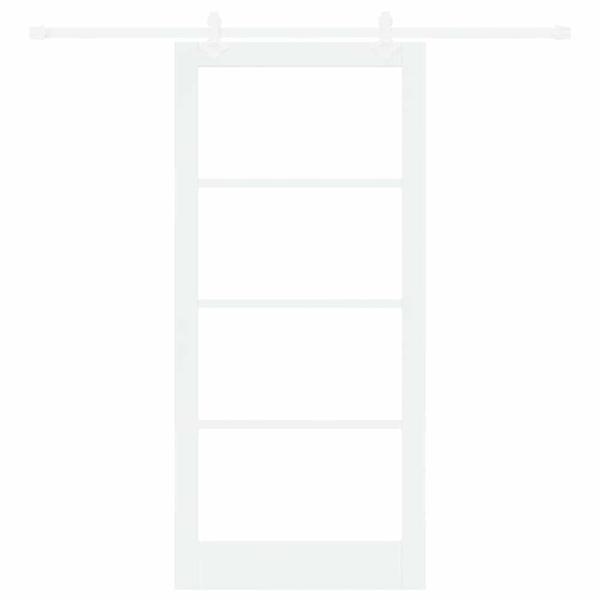 Schiebetür 93 x 202 cm Massivholz Kiefer und Glas Weiß
