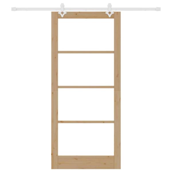 Schiebetür 93 x 211 cm Massivholz Kiefer und Glas Natur