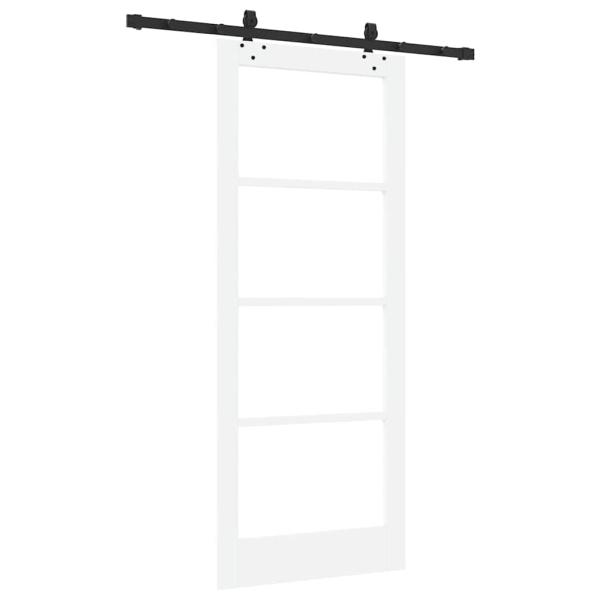 Schiebetür Weiß 83 x 202 cm Massivholz Kiefer und Glas