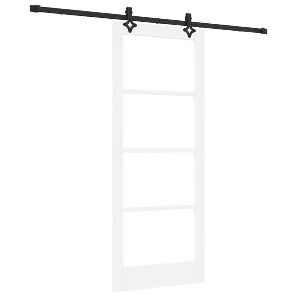 Schiebetür Weiß 83 x 202 cm Massivholz Kiefer und Glas