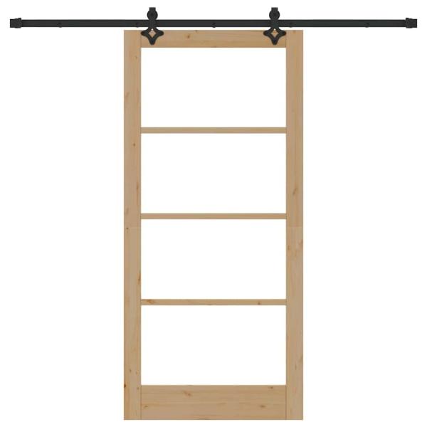 Schiebetür Natur 93 x 202 cm Massivholz Kiefer und Glas
