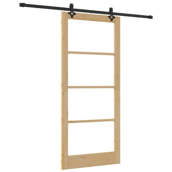 Schiebetür Natur 93 x 211 cm Massivholz Kiefer und Glas