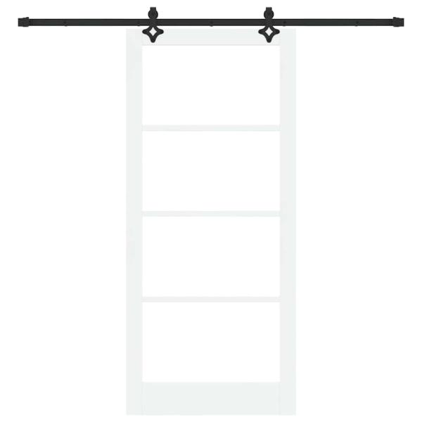 Schiebetür Weiß 93 x 211 cm Massivholz Kiefer und Glas