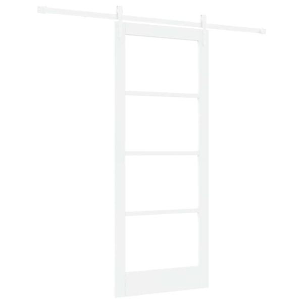 Schiebetür 83 x 202 cm Massivholz Kiefer und Glas Weiß