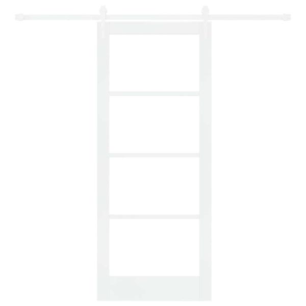 Schiebetür 83 x 202 cm Massivholz Kiefer und Glas Weiß