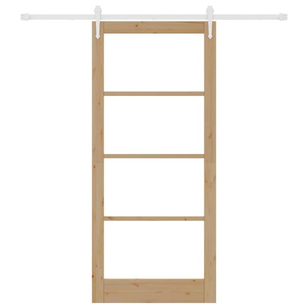 Schiebetür 93 x 211 cm Massivholz Kiefer und Glas Natur