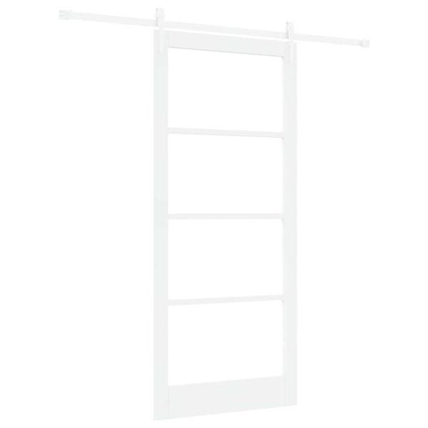 Schiebetür 93 x 211 cm Massivholz Kiefer und Glas Weiß