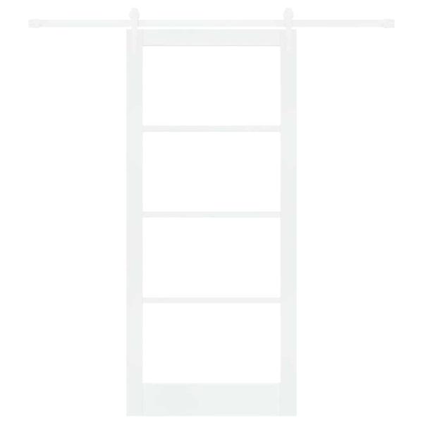 Schiebetür 93 x 211 cm Massivholz Kiefer und Glas Weiß