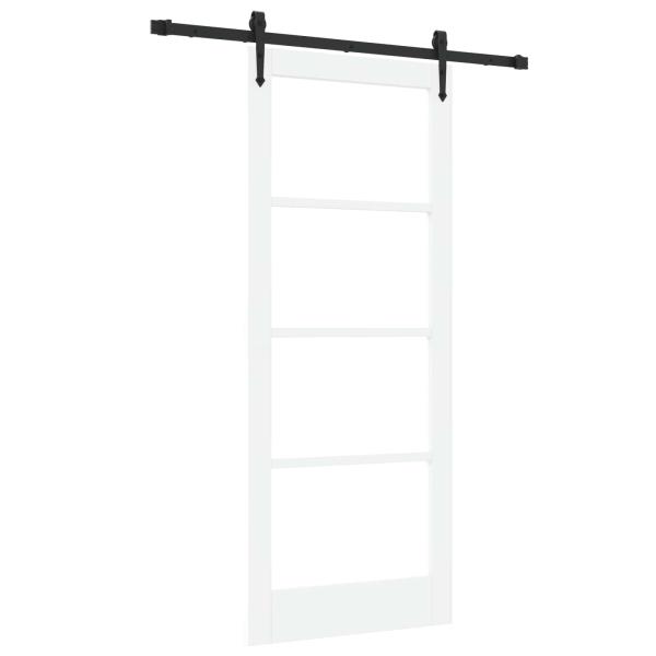 ARDEBO.de - Schiebetür ORKDAL Weiß 83 x 202 cm Massivholz Kiefer und Glas