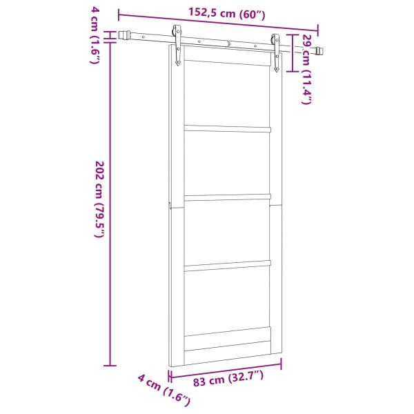 Schiebetür ORKDAL Weiß 83 x 202 cm Massivholz Kiefer und Glas