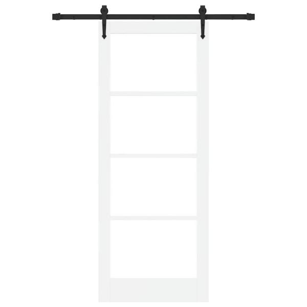 Schiebetür ORKDAL Weiß 83 x 211 cm Massivholz Kiefer und Glas
