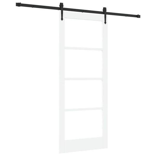 Schiebetür ORKDAL Weiß 83 x 202 cm Massivholz Kiefer und Glas