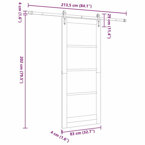 Schiebetür ORKDAL Weiß 83 x 202 cm Massivholz Kiefer und Glas