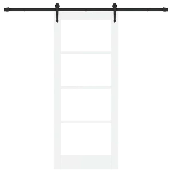 Schiebetür ORKDAL Weiß 83 x 202 cm Massivholz Kiefer und Glas