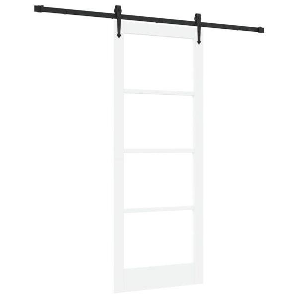 Schiebetür ORKDAL Weiß 83 x 211 cm Massivholz Kiefer und Glas