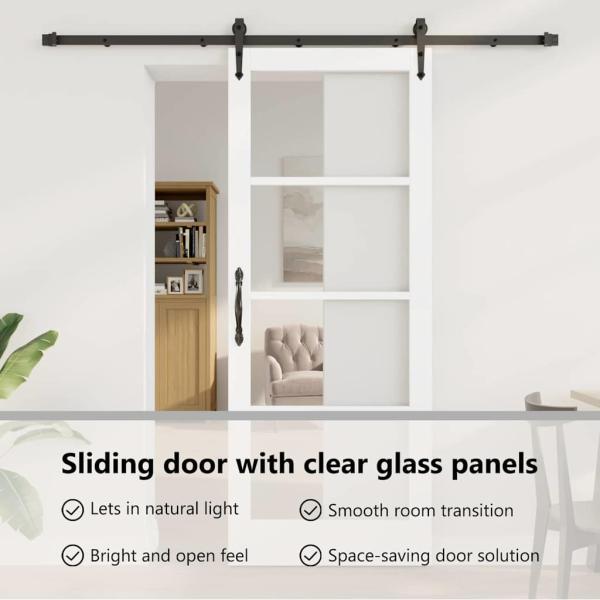 Schiebetür ORKDAL Weiß 83 x 211 cm Massivholz Kiefer und Glas