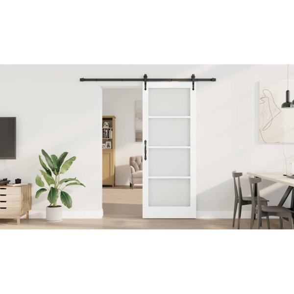 Schiebetür ORKDAL Weiß 83 x 211 cm Massivholz Kiefer und Glas