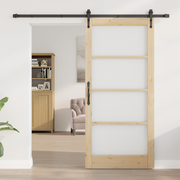 Schiebetür ORKDAL Natur 93 x 202 cm Massivholz Kiefer und Glas