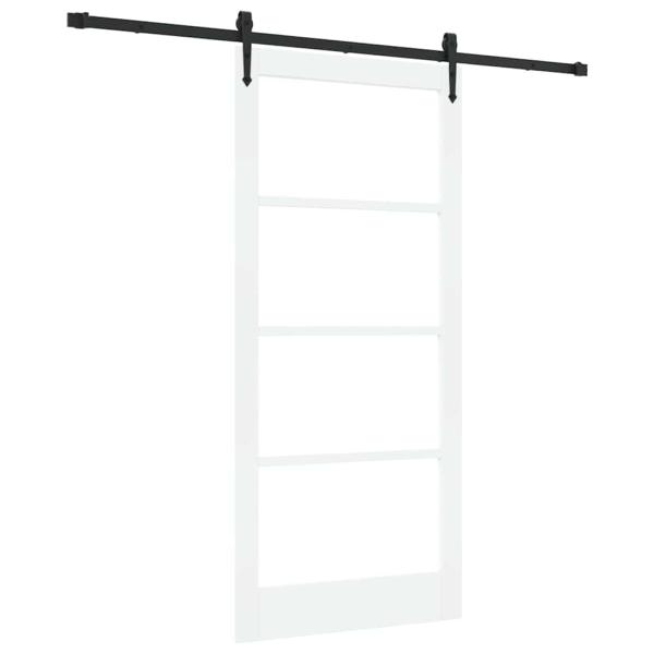 Schiebetür ORKDAL 93 x 202 cm Massivholz Kiefer und Glas Weiß