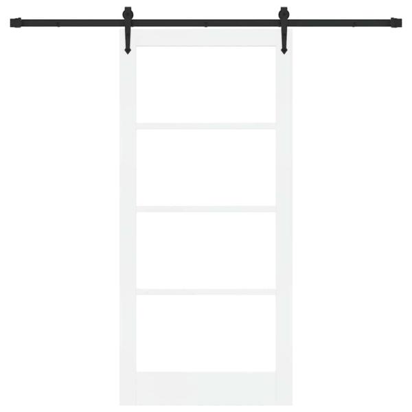 Schiebetür ORKDAL 93 x 202 cm Massivholz Kiefer und Glas Weiß