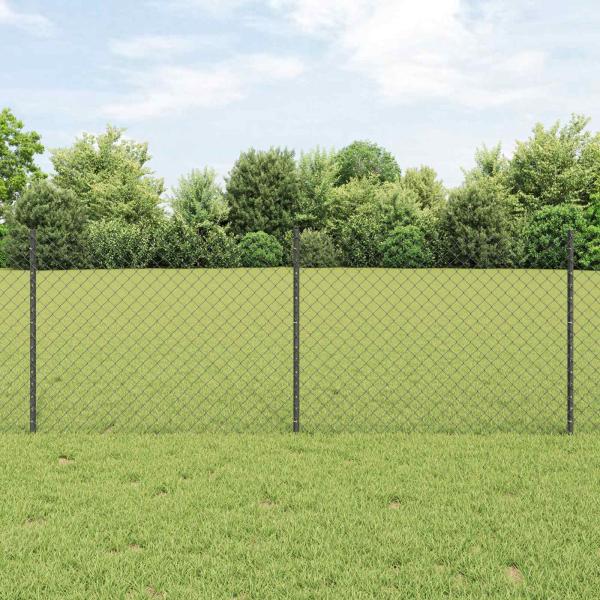 ARDEBO.de - Maschendrahtzaun mit Pfosten 10 x 0,8 m PVC-beschichteter Stahl