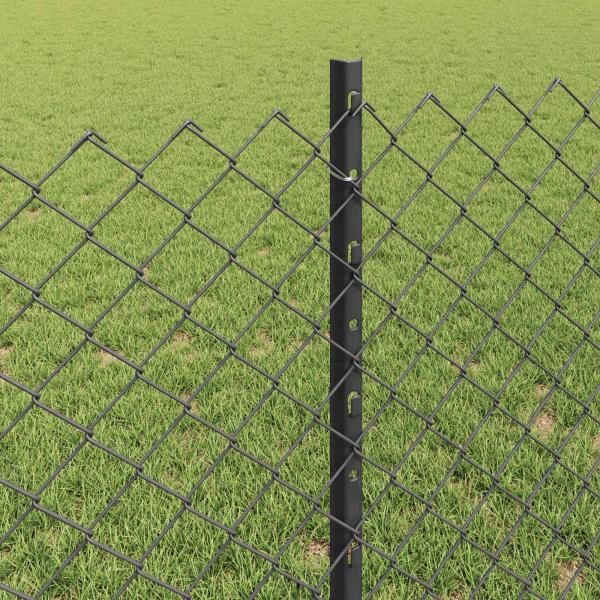 Maschendrahtzaun mit Pfosten 10 x 0,8 m PVC-beschichteter Stahl