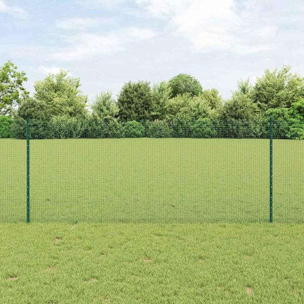 ARDEBO.de - Geschweißter Drahtzaun mit Pfosten 25 x 1 m Verzinkter Stahl