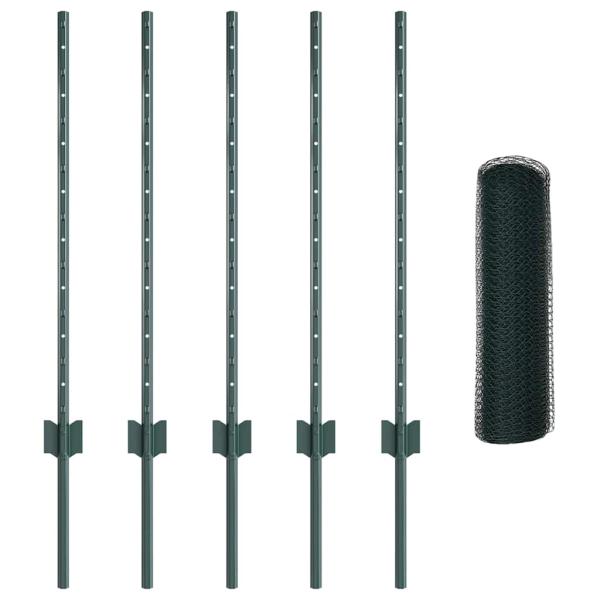 Sechseckzaun mit Pfosten 10 x 0,8 m PVC-beschichteter Stahl
