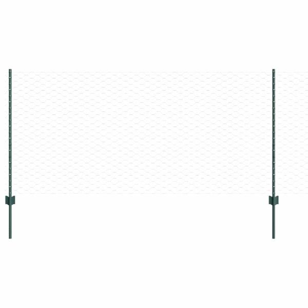 Sechseckzaun mit Pfosten 25 x 1 m PVC-beschichteter Stahl Grün
