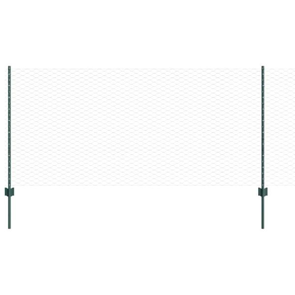 Sechseckzaun mit Pfosten 50 x 1 m PVC-beschichteter Stahl Grün