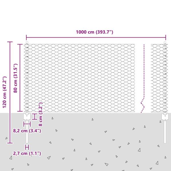 Zaun mit Pfosten Grau