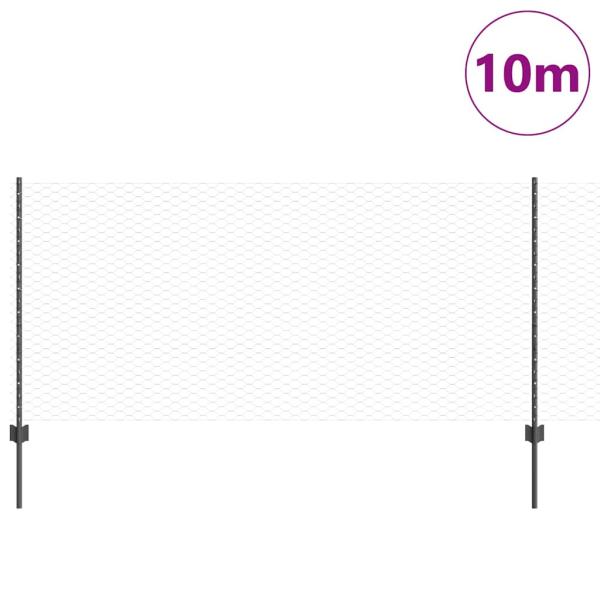 Sechseckzaun mit Pfosten 10 x 0,8 m PVC-beschichteter Stahl