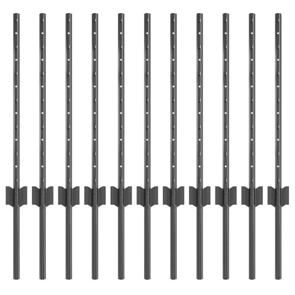Eingebetteter Zaunpfosten 11 Stk. Grau 100 cm