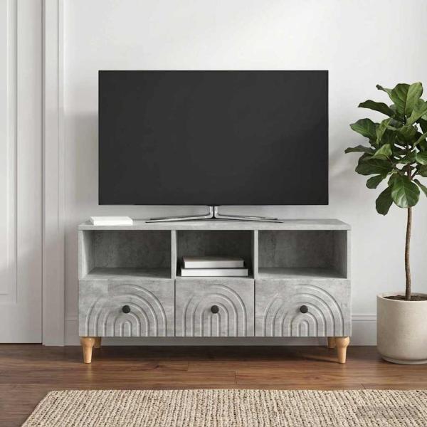 ARDEBO.de - TV-Schränk 102 x 34,5 x 50 cm Betongrau Holzwerkstoff