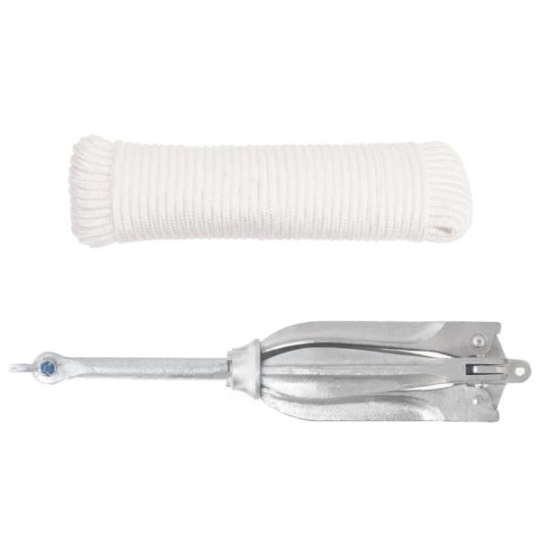 Klappanker mit Seil Silber 10 kg Feuerverzinktes Gusseisen