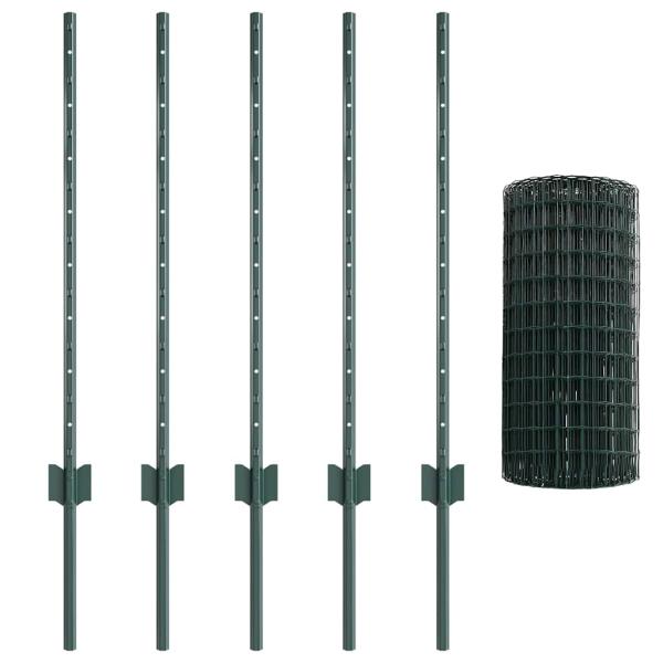 Euro-Zaun mit Pfosten 10 x 0,8 m PVC-beschichteter Stahl Grün