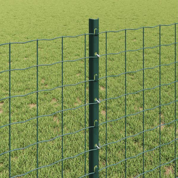 Euro-Zaun mit Pfosten 10 x 0,8 m PVC-beschichteter Stahl Grün