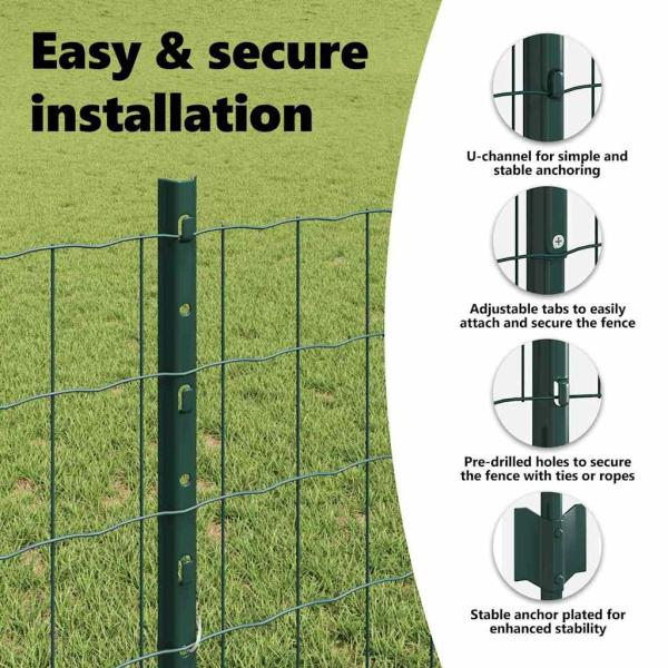 Zaun mit Pfosten Grün 0,8 x 10 m Stahl und PVC