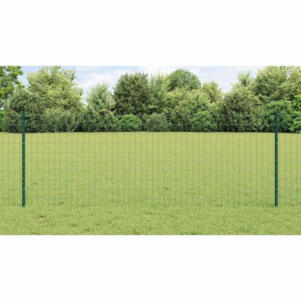 Zaun mit Pfosten Grün 0,8 x 10 m Stahl und PVC
