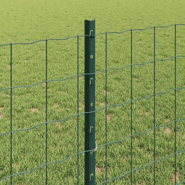 Euro-Zaun mit Pfosten 10 x 0,8 m PVC-beschichteter Stahl Grün
