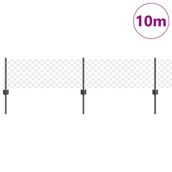 Maschendrahtzaun mit Pfosten 10 x 0,4 m PVC-beschichteter Stahl