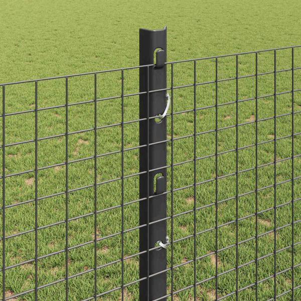Geschweißter Drahtzaun mit Pfosten 10 x 1,2 m Grau Netz