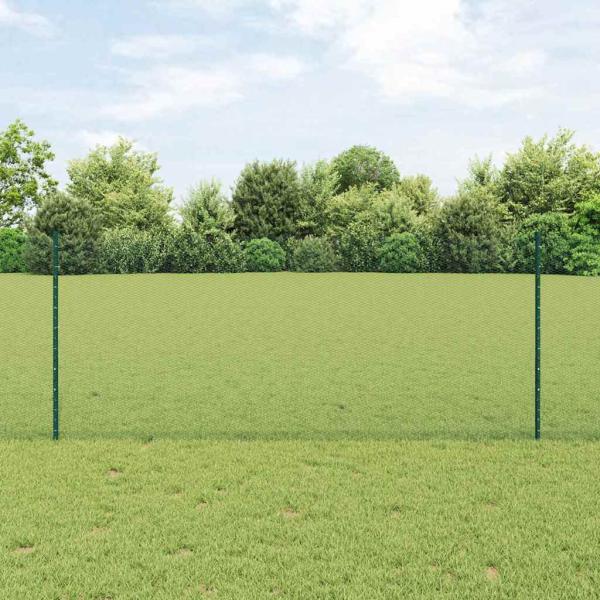 ARDEBO.de - Sechseckzaun mit Pfosten 10 x 1 m PVC-beschichteter Stahl Grün