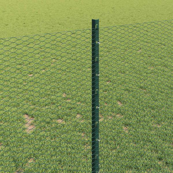 Sechseckzaun mit Pfosten 10 x 1 m PVC-beschichteter Stahl Grün