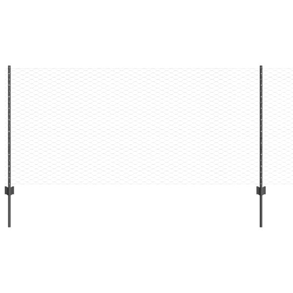 Sechseckzaun mit Pfosten 10 x 1 m PVC-beschichteter Stahl Grau