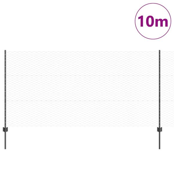 Sechseckzaun mit Pfosten 10 x 1,2 m PVC-beschichteter Stahl