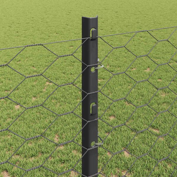 Sechseckzaun mit Pfosten 10 x 1,2 m PVC-beschichteter Stahl