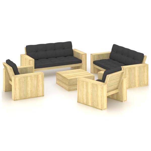 ARDEBO.de - 5-tlg. Garten-Lounge-Set mit Kissen Kiefernholz Imprägniert