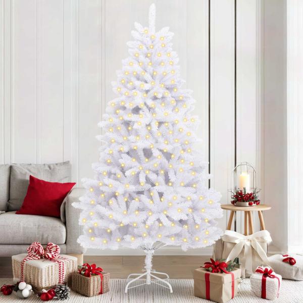 ARDEBO.de - Künstlicher Weihnachtsbaum Weiß 210 cm PVC und Metall