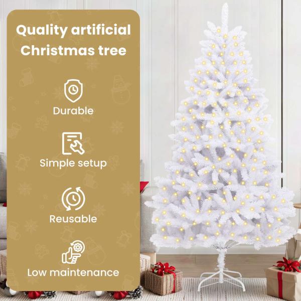 Künstlicher Weihnachtsbaum Weiß 210 cm PVC und Metall